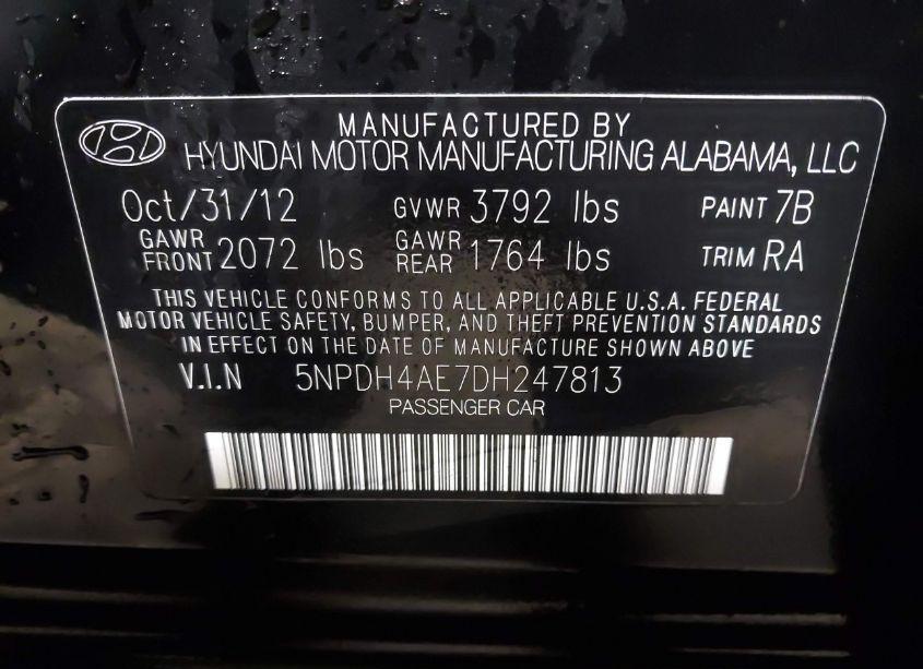 Photo 9 of 2013 Hyundai Elantra GLS (VIN 5NPDH4AE7DH247813)