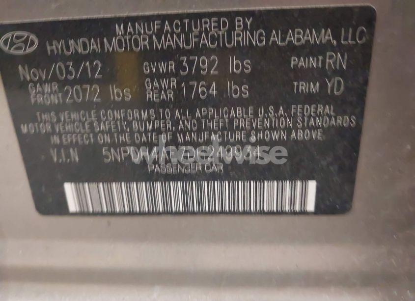 Photo 9 of 2013 Hyundai Elantra GLS (VIN 5NPDH4AE7DH249934)