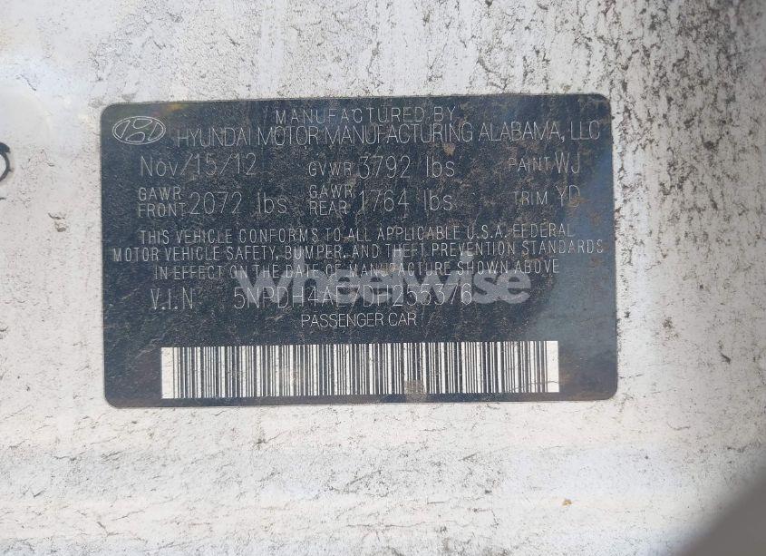 Photo 9 of 2013 Hyundai Elantra GLS (VIN 5NPDH4AE7DH255376)