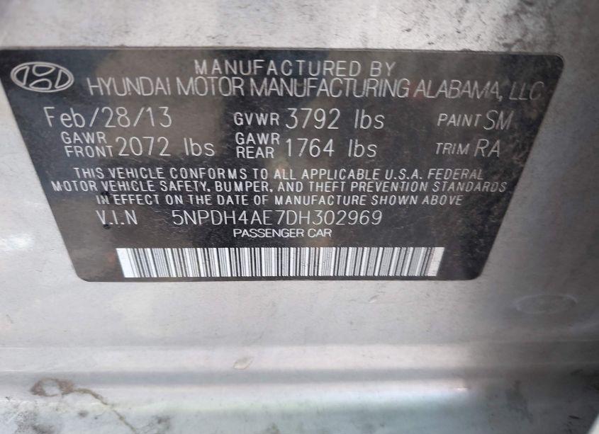 Photo 9 of 2013 Hyundai Elantra GLS (VIN 5NPDH4AE7DH302969)