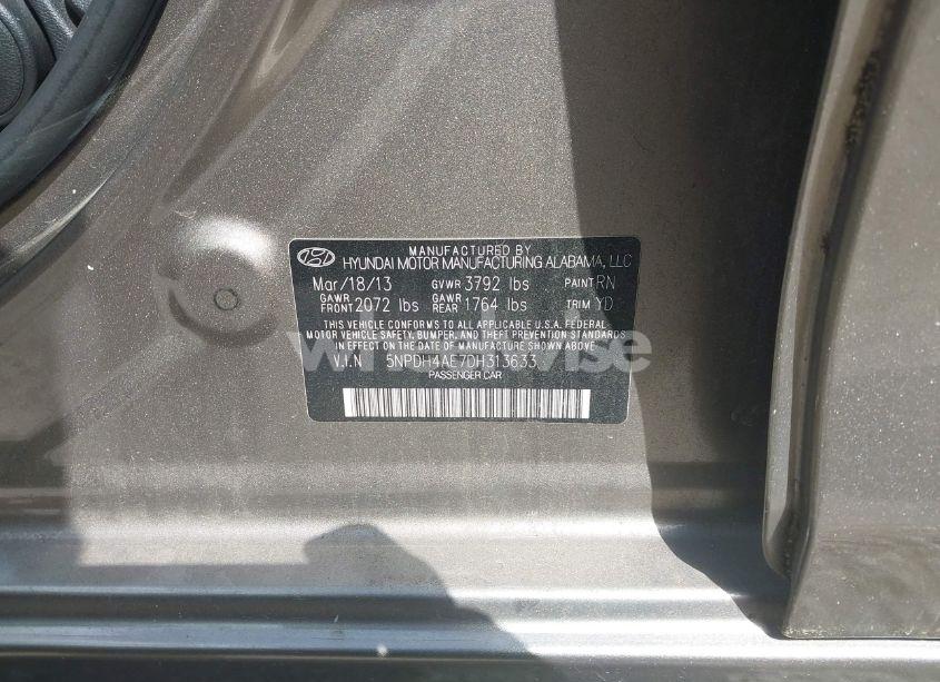 Photo 9 of 2013 Hyundai Elantra GLS (VIN 5NPDH4AE7DH313633)