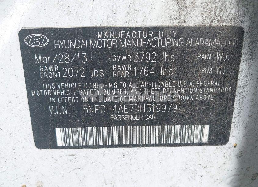 Photo 9 of 2013 Hyundai Elantra GLS (VIN 5NPDH4AE7DH319979)