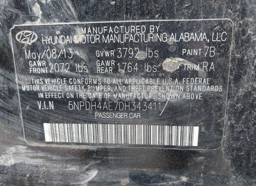 Photo 9 of 2013 Hyundai Elantra GLS (VIN 5NPDH4AE7DH343411)