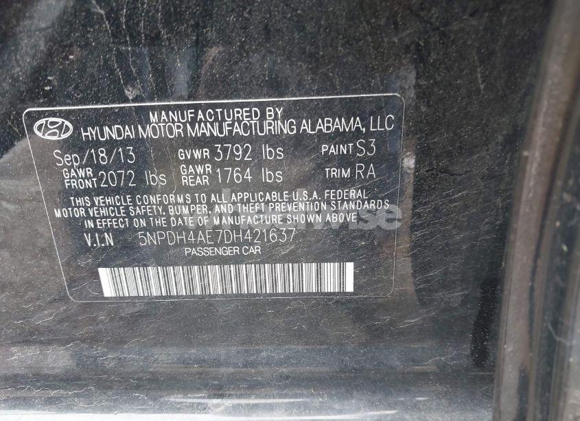 Photo 9 of 2013 Hyundai Elantra GLS (VIN 5NPDH4AE7DH421637)