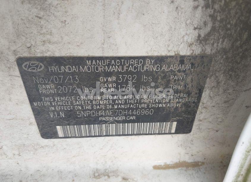 Photo 9 of 2013 Hyundai Elantra LIMITED (VIN 5NPDH4AE7DH446960)