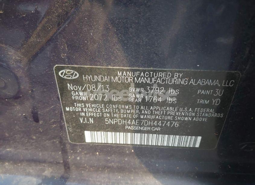 Photo 9 of 2013 Hyundai Elantra GLS (VIN 5NPDH4AE7DH447476)