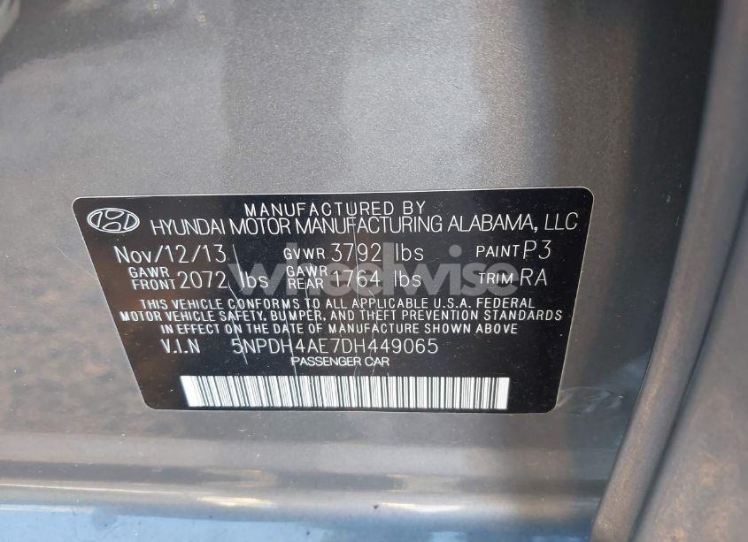 Photo 9 of 2013 Hyundai Elantra GLS (VIN 5NPDH4AE7DH449065)