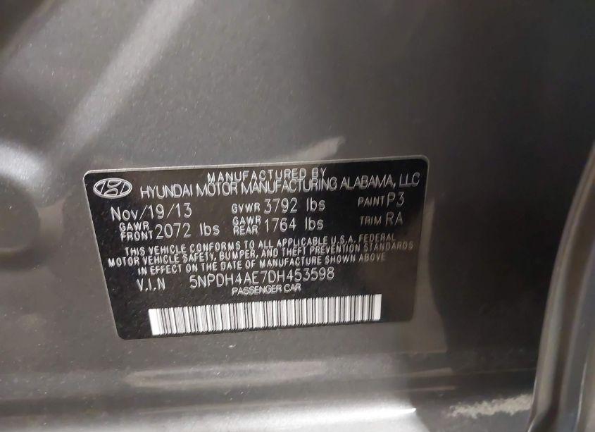 Photo 9 of 2013 Hyundai Elantra GLS (VIN 5NPDH4AE7DH453598)