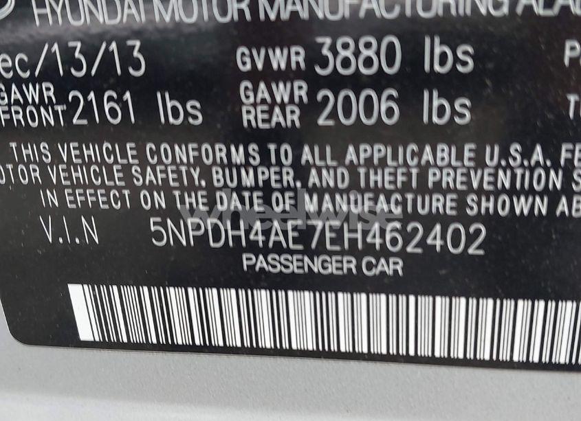 Photo 9 of 2014 Hyundai Elantra SE (VIN 5NPDH4AE7EH462402)