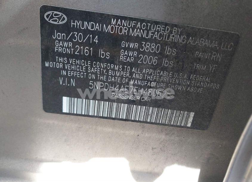 Photo 9 of 2014 Hyundai Elantra SE (VIN 5NPDH4AE7EH480625)