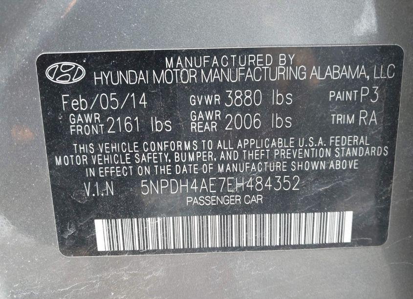 Photo 9 of 2014 Hyundai Elantra SE (VIN 5NPDH4AE7EH484352)