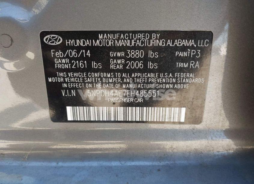 Photo 9 of 2014 Hyundai Elantra SE (VIN 5NPDH4AE7EH485551)