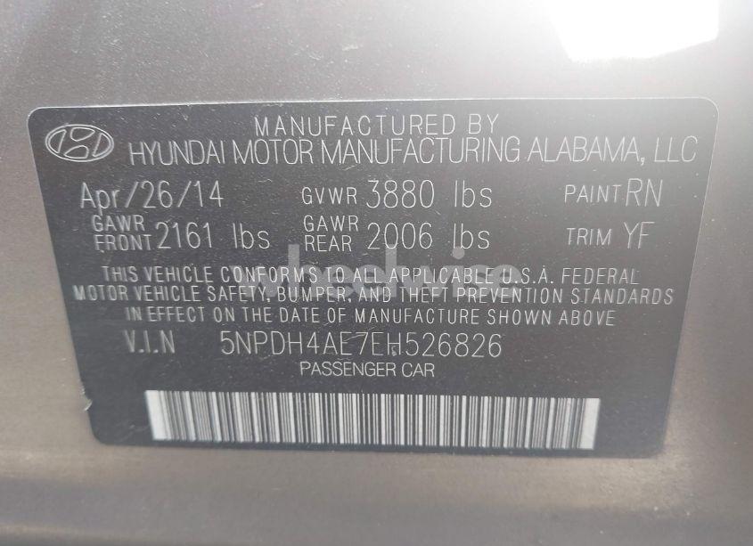 Photo 9 of 2014 Hyundai Elantra SE (VIN 5NPDH4AE7EH526826)
