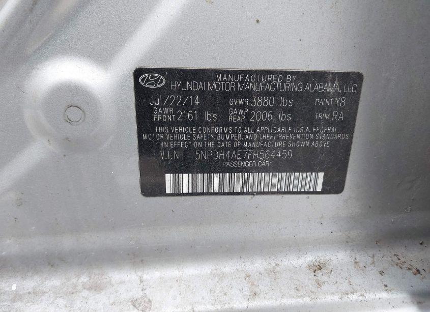 Photo 9 of 2015 Hyundai Elantra SE (VIN 5NPDH4AE7FH564459)