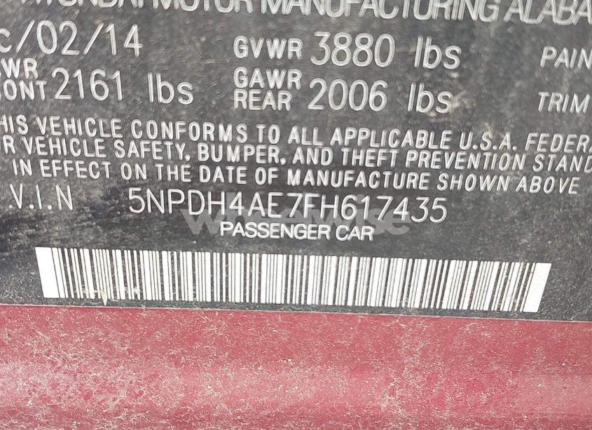 Photo 9 of 2015 Hyundai Elantra SE (VIN 5NPDH4AE7FH617435)