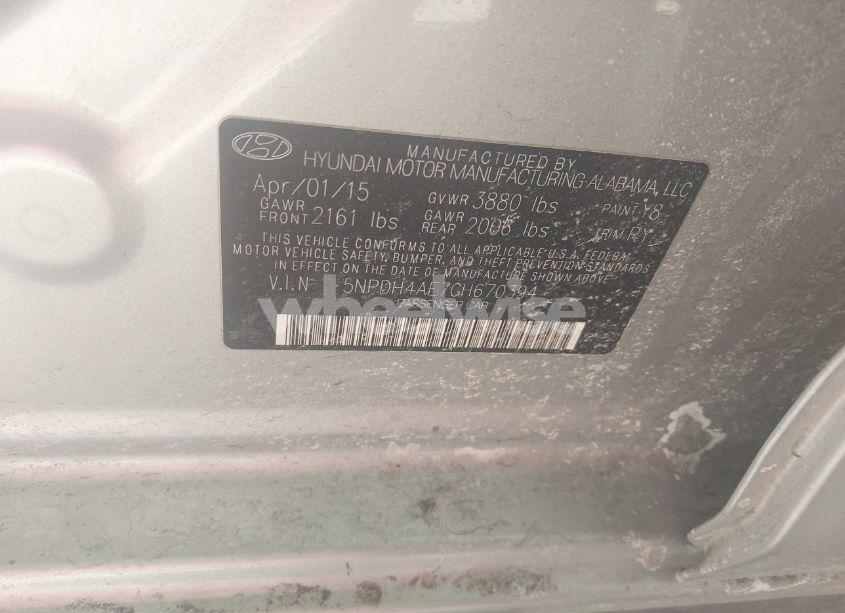 Photo 9 of 2016 Hyundai Elantra VALUE EDITION (VIN 5NPDH4AE7GH670394)