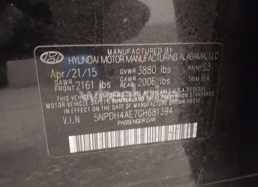 Photo 9 of 2016 Hyundai Elantra SE (VIN 5NPDH4AE7GH681394)