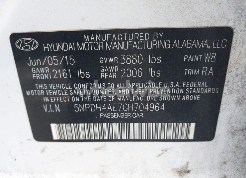 Photo 9 of 2016 Hyundai Elantra SE (VIN 5NPDH4AE7GH704964)