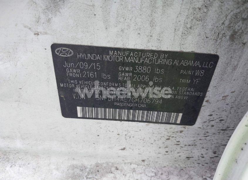 Photo 9 of 2016 Hyundai Elantra SE (VIN 5NPDH4AE7GH706794)