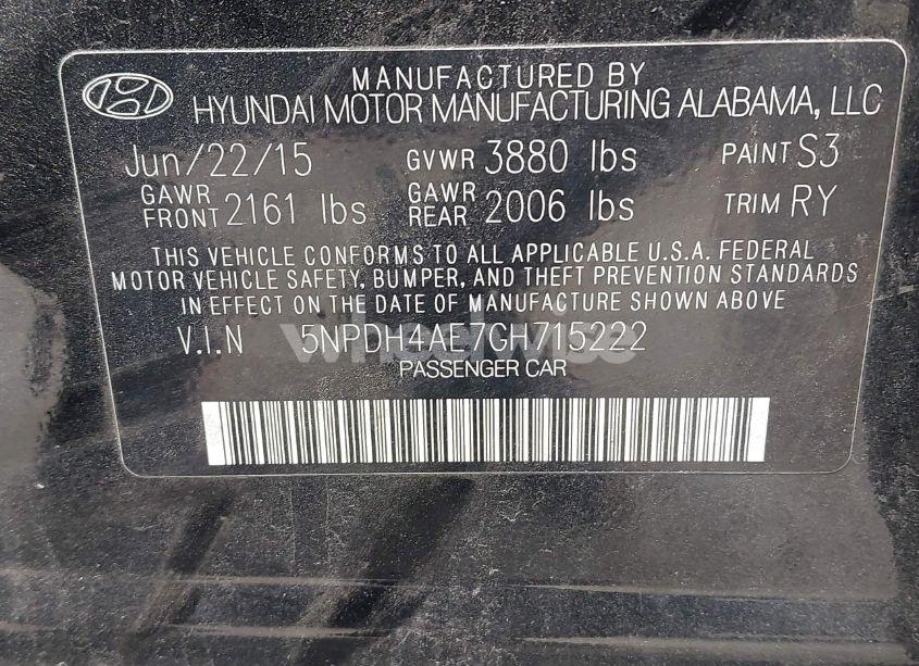 Photo 9 of 2016 Hyundai Elantra VALUE EDITION (VIN 5NPDH4AE7GH715222)