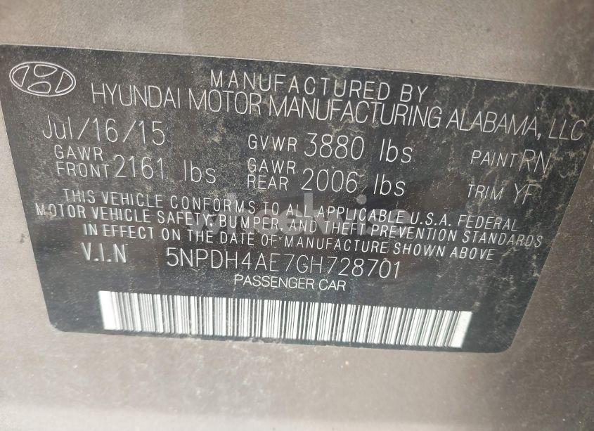 Photo 9 of 2016 Hyundai Elantra VALUE EDITION (VIN 5NPDH4AE7GH728701)