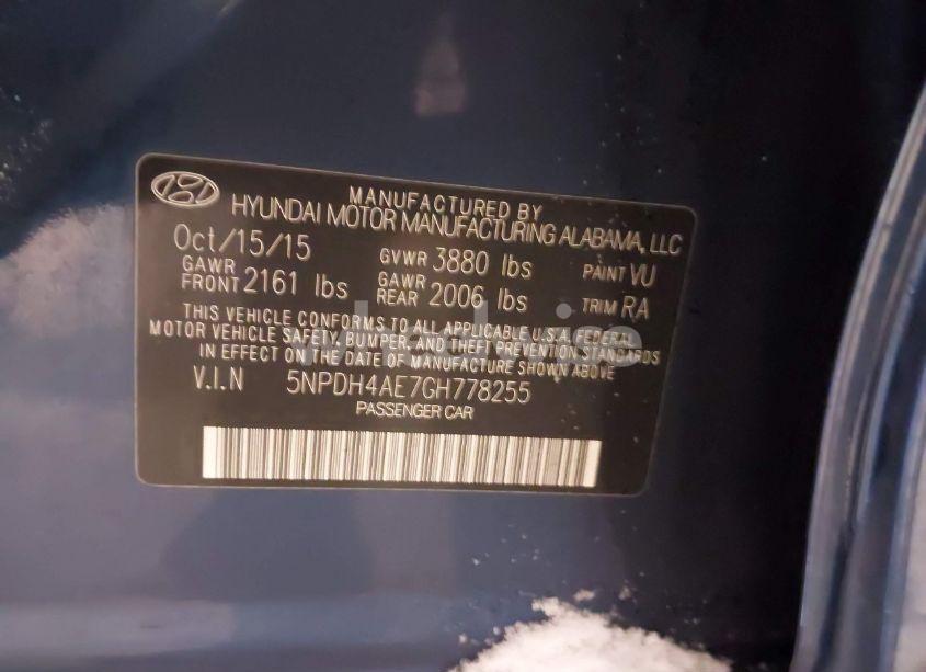 Photo 9 of 2016 Hyundai Elantra SE (VIN 5NPDH4AE7GH778255)