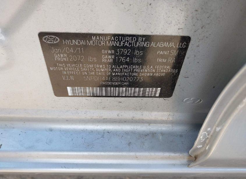 Photo 9 of 2011 Hyundai Elantra GLS (VIN 5NPDH4AE8BH020773)