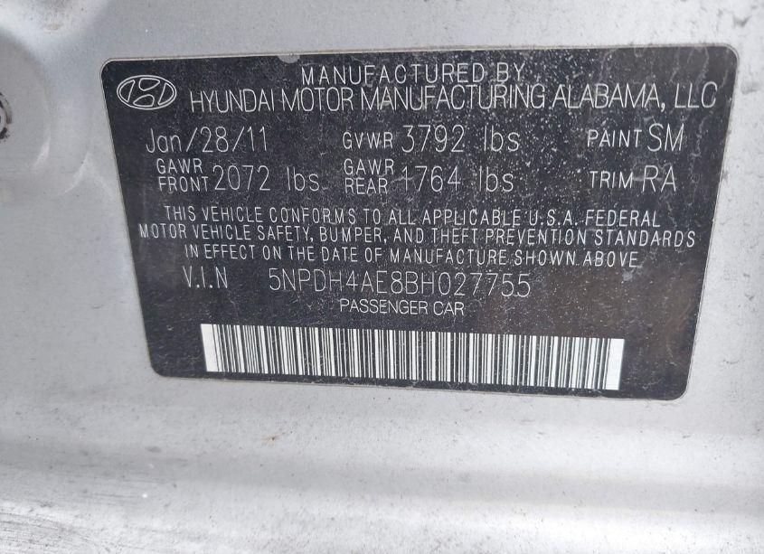 Photo 9 of 2011 Hyundai Elantra GLS (VIN 5NPDH4AE8BH027755)