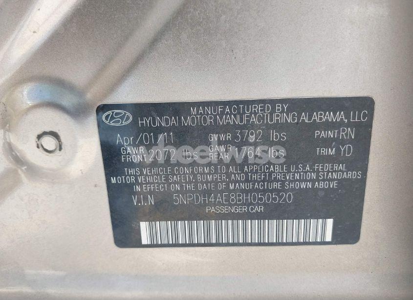 Photo 9 of 2011 Hyundai Elantra GLS (VIN 5NPDH4AE8BH050520)