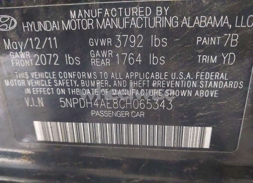 Photo 9 of 2012 Hyundai Elantra GLS (VIN 5NPDH4AE8CH065343)