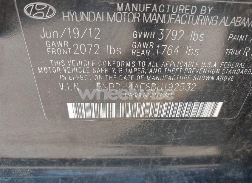 Photo 9 of 2013 Hyundai Elantra LIMITED (VIN 5NPDH4AE8DH192532)
