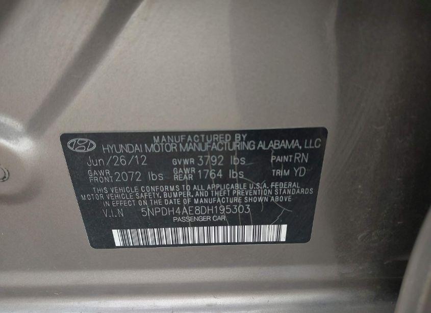 Photo 9 of 2013 Hyundai Elantra GLS (VIN 5NPDH4AE8DH195303)