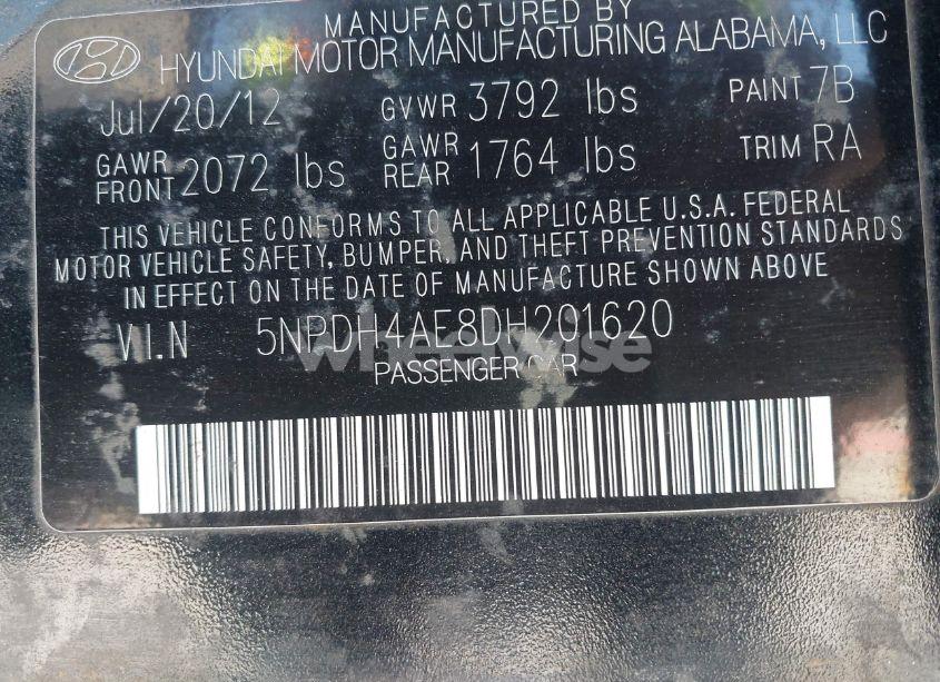 Photo 9 of 2013 Hyundai Elantra GLS/LIMITED (VIN 5NPDH4AE8DH201620)