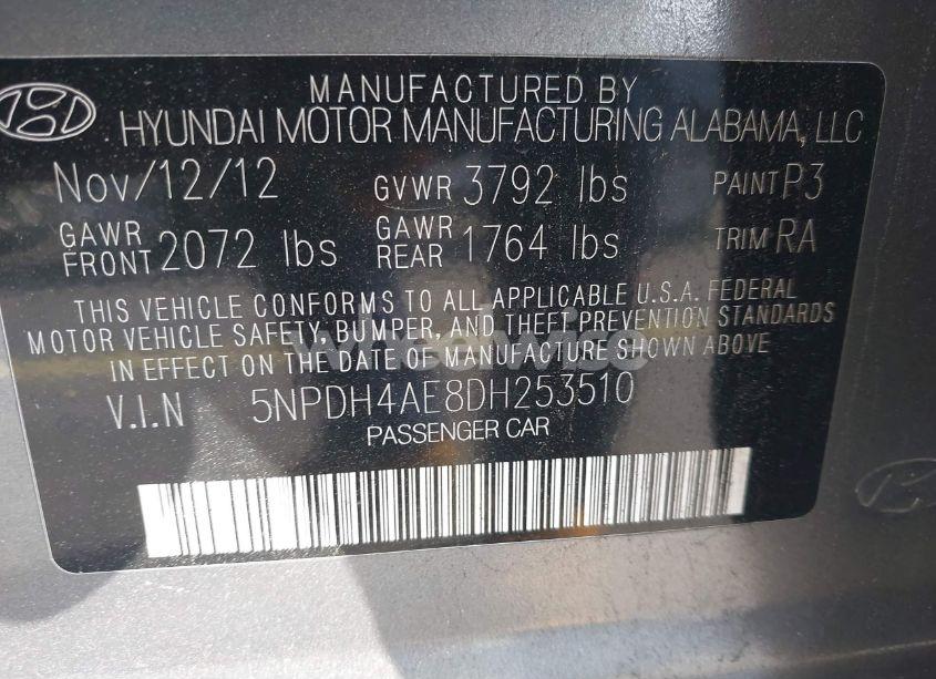 Photo 9 of 2013 Hyundai Elantra GLS (VIN 5NPDH4AE8DH253510)