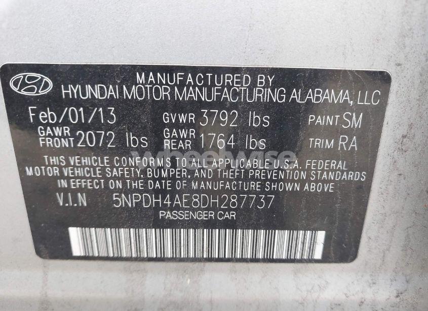 Photo 9 of 2013 Hyundai Elantra GLS (VIN 5NPDH4AE8DH287737)