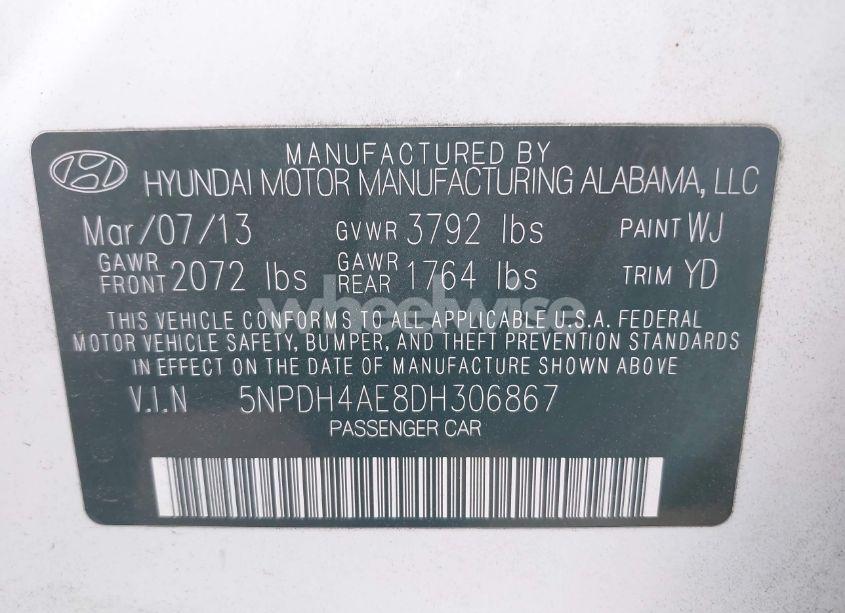 Photo 9 of 2013 Hyundai Elantra GLS (VIN 5NPDH4AE8DH306867)