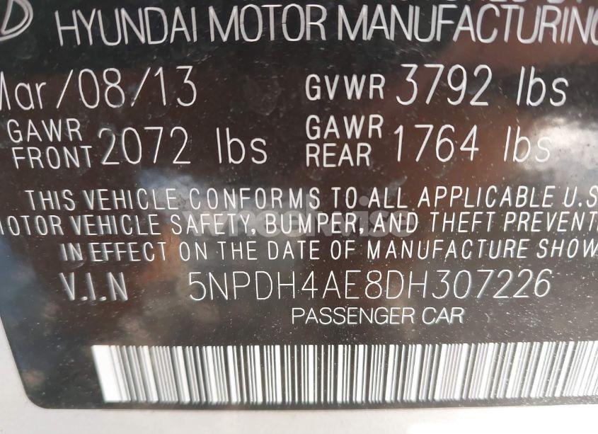 Photo 9 of 2013 Hyundai Elantra LIMITED (VIN 5NPDH4AE8DH307226)