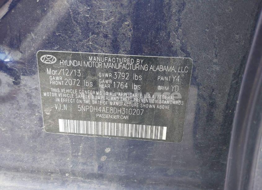 Photo 9 of 2013 Hyundai Elantra GLS (VIN 5NPDH4AE8DH310207)