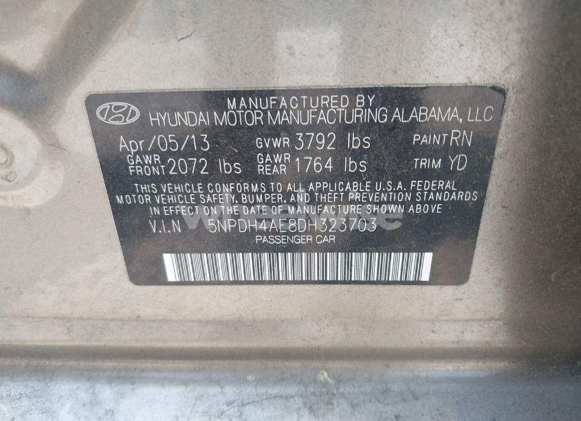 Photo 9 of 2013 Hyundai Elantra LIMITED (VIN 5NPDH4AE8DH323703)