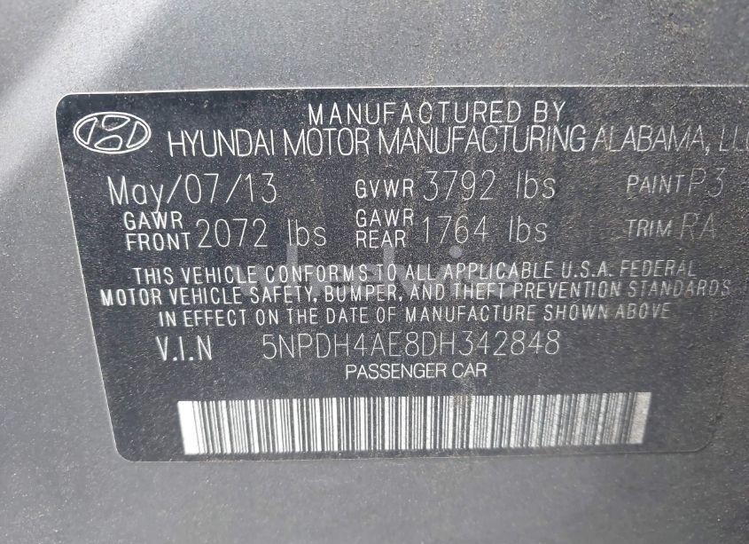 Photo 9 of 2013 Hyundai Elantra GLS (VIN 5NPDH4AE8DH342848)