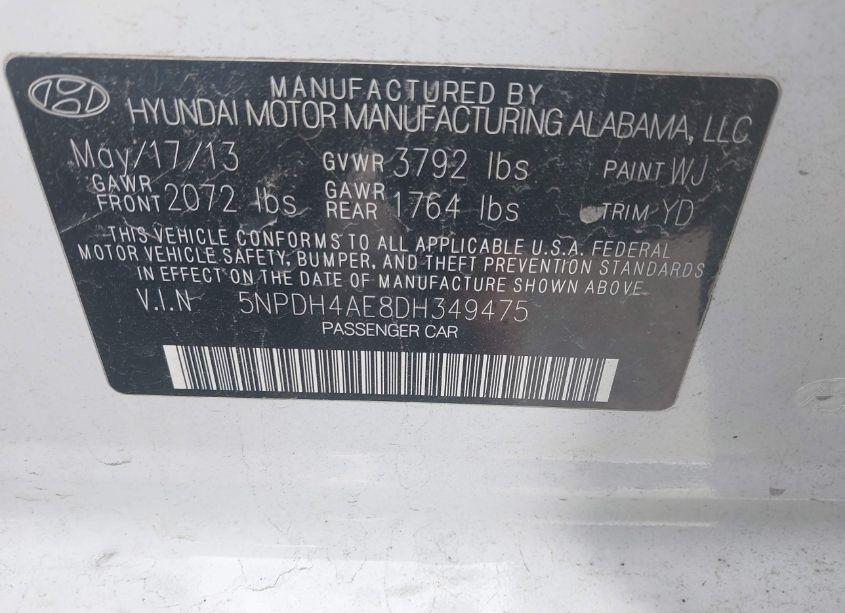 Photo 9 of 2013 Hyundai Elantra GLS (VIN 5NPDH4AE8DH349475)