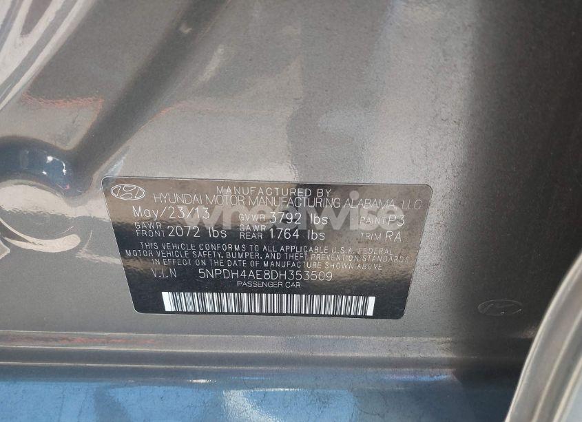 Photo 9 of 2013 Hyundai Elantra GLS (VIN 5NPDH4AE8DH353509)