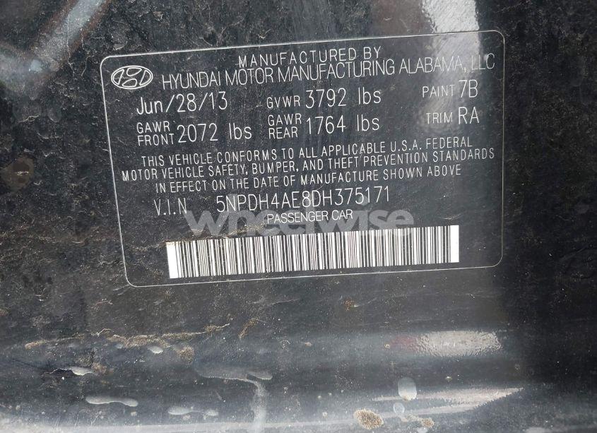 Photo 9 of 2013 Hyundai Elantra GLS (VIN 5NPDH4AE8DH375171)