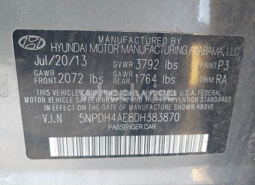 Photo 9 of 2013 Hyundai Elantra GLS (VIN 5NPDH4AE8DH383870)