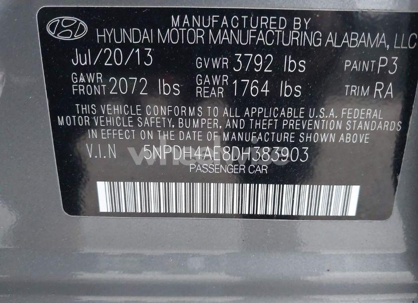 Photo 9 of 2013 Hyundai Elantra GLS (VIN 5NPDH4AE8DH383903)