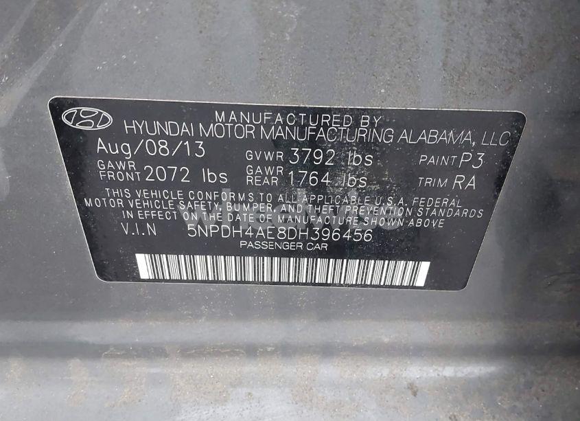 Photo 9 of 2013 Hyundai Elantra GLS (VIN 5NPDH4AE8DH396456)