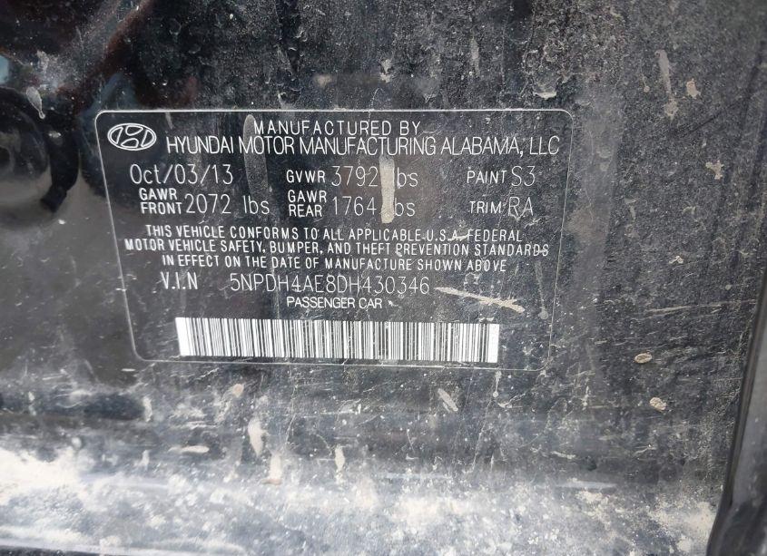 Photo 9 of 2013 Hyundai Elantra GLS (VIN 5NPDH4AE8DH430346)