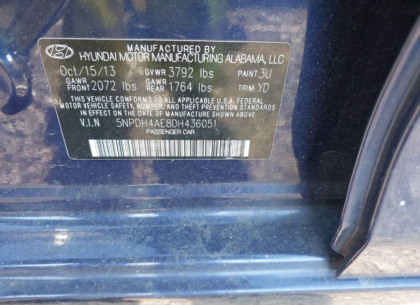 Photo 9 of 2013 Hyundai Elantra GLS (VIN 5NPDH4AE8DH436051)