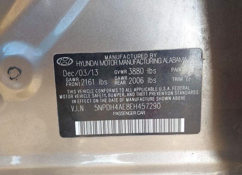 Photo 9 of 2014 Hyundai Elantra SE (VIN 5NPDH4AE8EH457290)