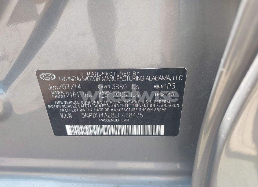 Photo 9 of 2014 Hyundai Elantra SE (VIN 5NPDH4AE8EH468435)